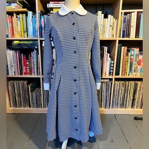 Vintage 70’s mod dolly button down warm winter houndstooth dress